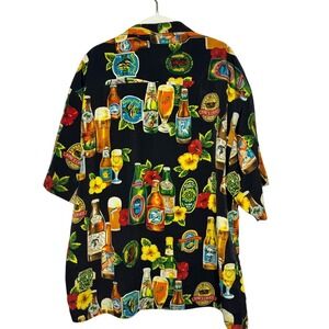 Koman Sport Mens Button Down Short Sleeve Shirt XXL Hawaiian Tropical Beer Frat